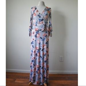 🌻 Floral Faux Wrap Maxi Dress